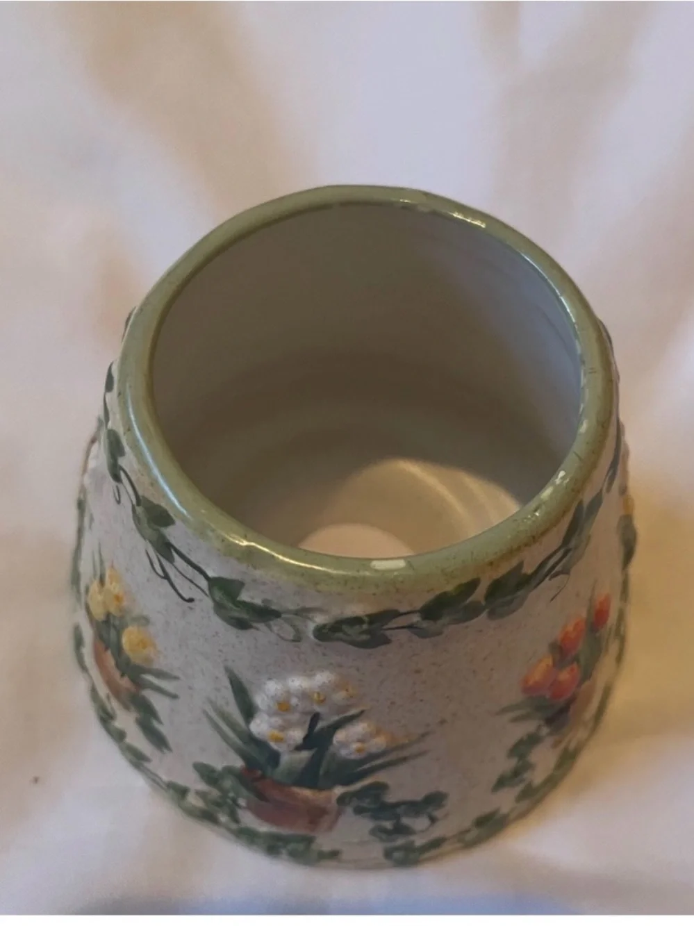 PAC Ceramic Candle Topper Small Floral Ivy Vintage Cottage Decor